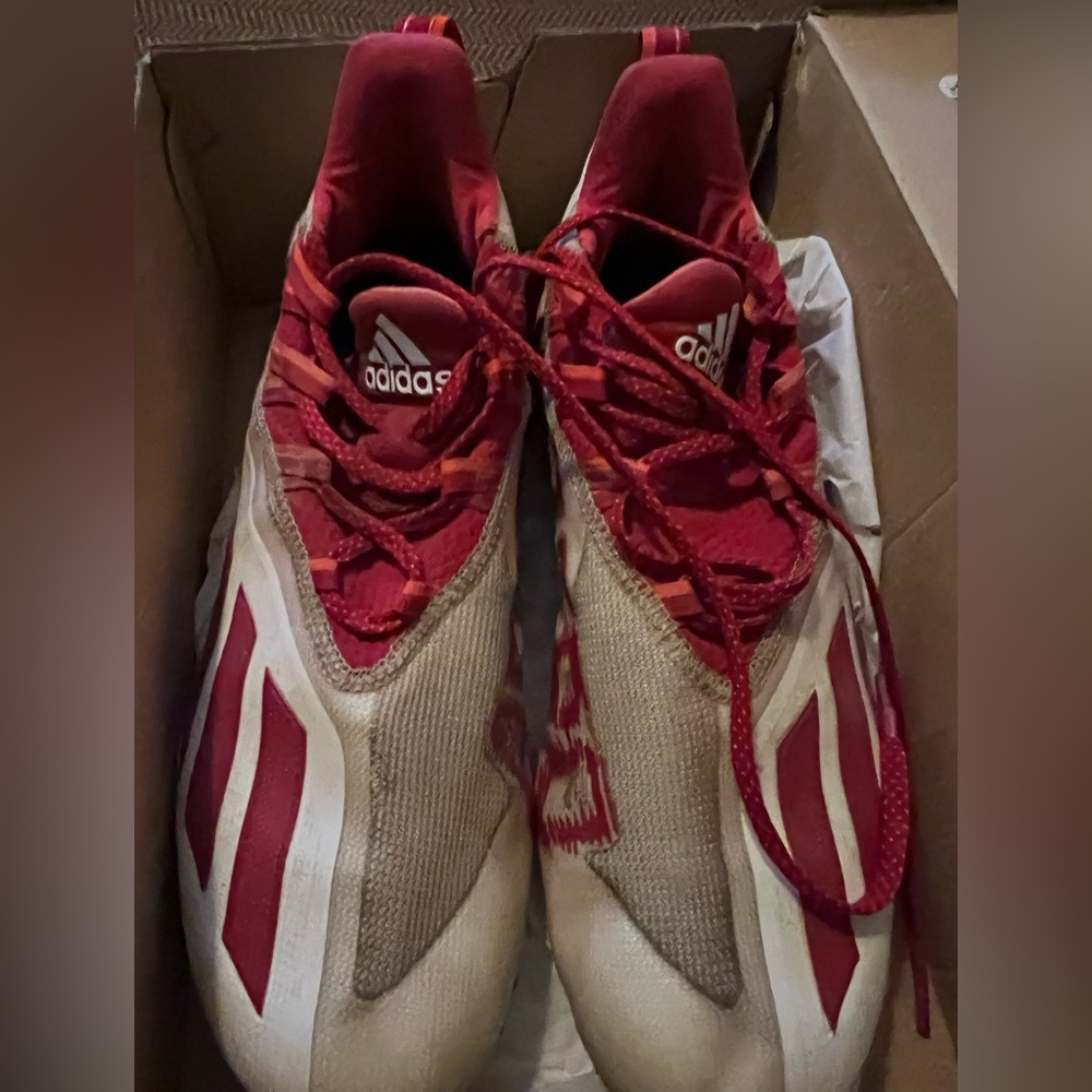 Adidas’s adizero size 12 red and white cleats